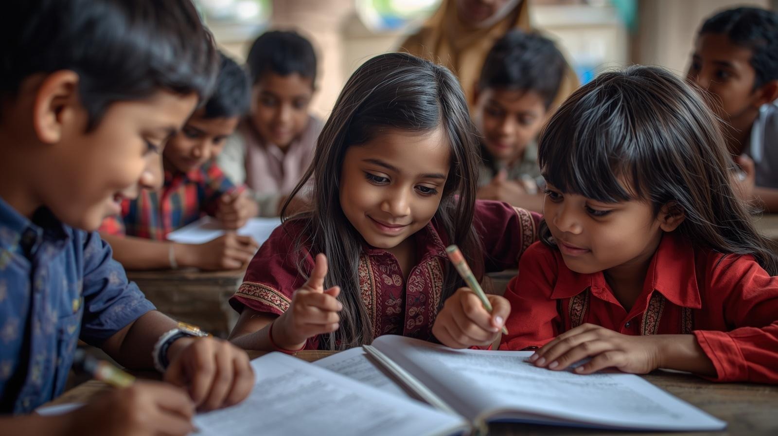 Indian students studying together